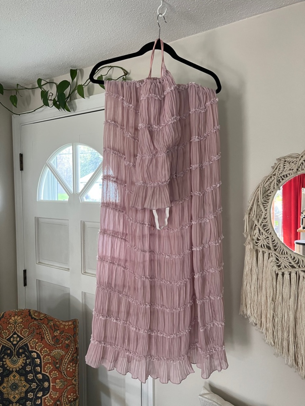 Lilac Tiered Maxi skirt set with Open Sides and back - Picture 4 of 5